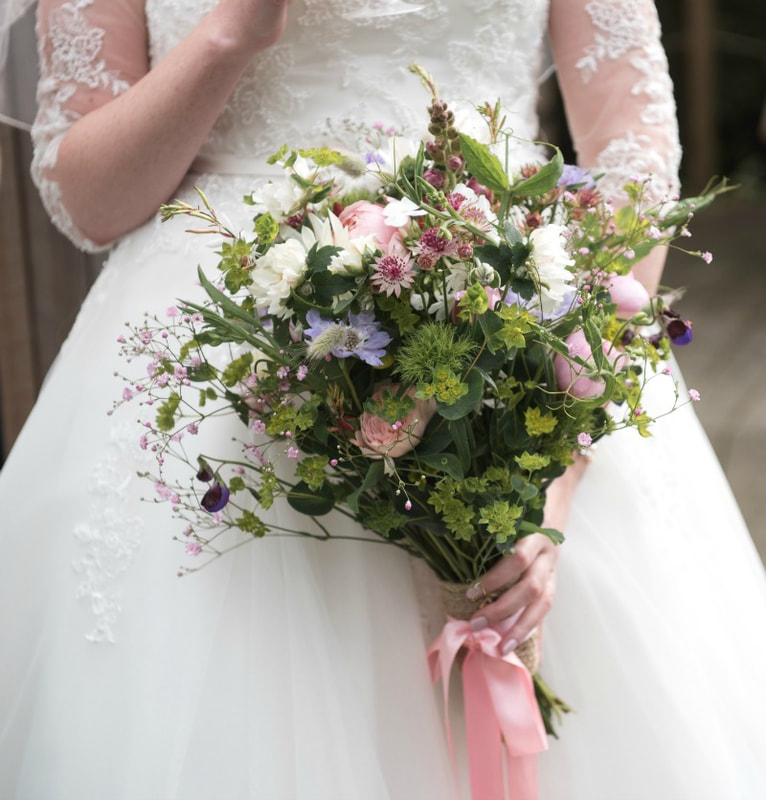 Natural bridal bouquet of wild country flowers Wedding Florist Dumfries & Galloway copyright www.GallowayFlowers.co.uk