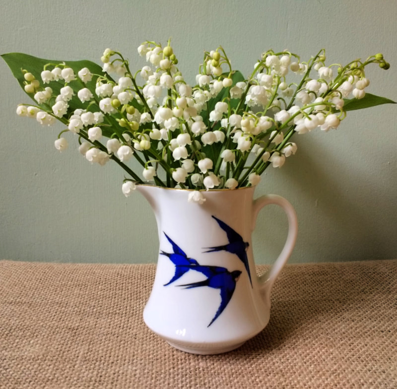 Lily of the Valley in a vintage jug copyright Rosie Gray, www.GallowayFlowers.co.uk 