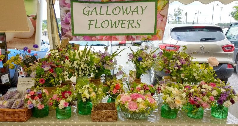 Galloway flowers display locally grown flowers at kirkcudbright farmers market - buy fresh seasonal flowers for your home or as a gift