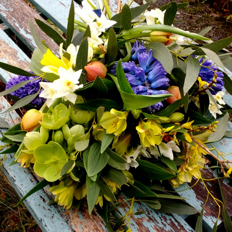Country Style Bouquet of British-grown Spring Flowers Day by Rosie Gray, Galloway Flowers