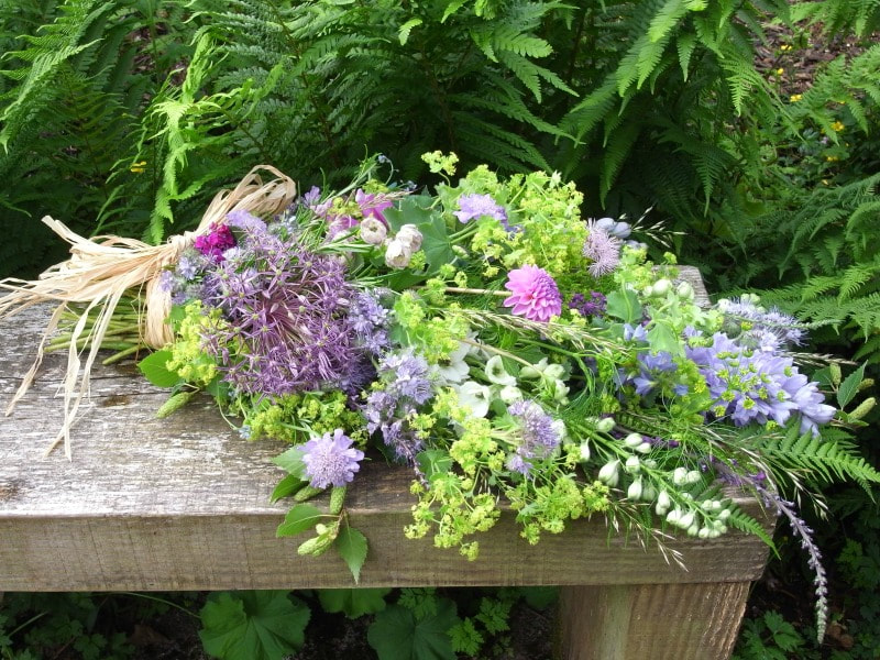 bouquet of seasonal summer flowers grown at the flower farm & arranged by castle douglas florist galloway flowers