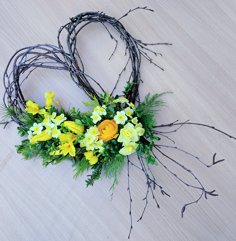 Natural Twig Heart Wreath for Funeral Copyright Rosie Gray www.GallowayFlowers.co.uk